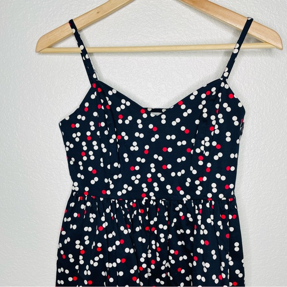 Gap Navy Blue Dress with red and white polka dots Size 0 Adjustable straps USA - Picture 3 of 8